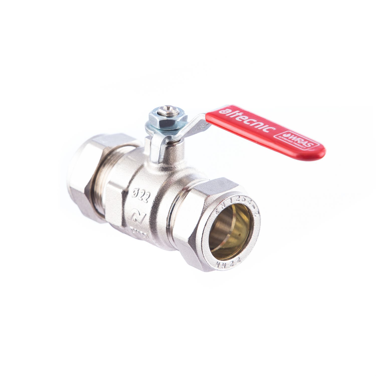 Lever Ball Valve 15mm/22mm/28mm Blue/Red Handle Full Bore Chrome Plated