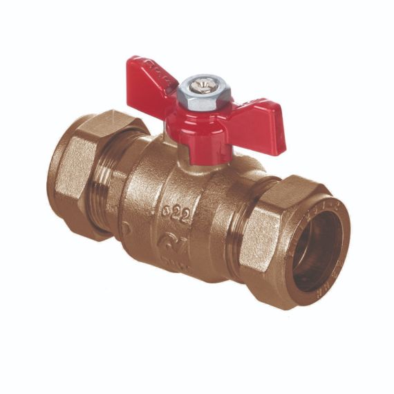 DZR INTABALL VALVE - RED BUTTERFLY HANDLE