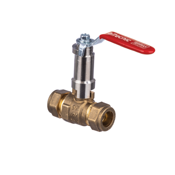 DZR INTABALL® VALVE WITH EXTENSION STEM - RED LEVER HANDLE