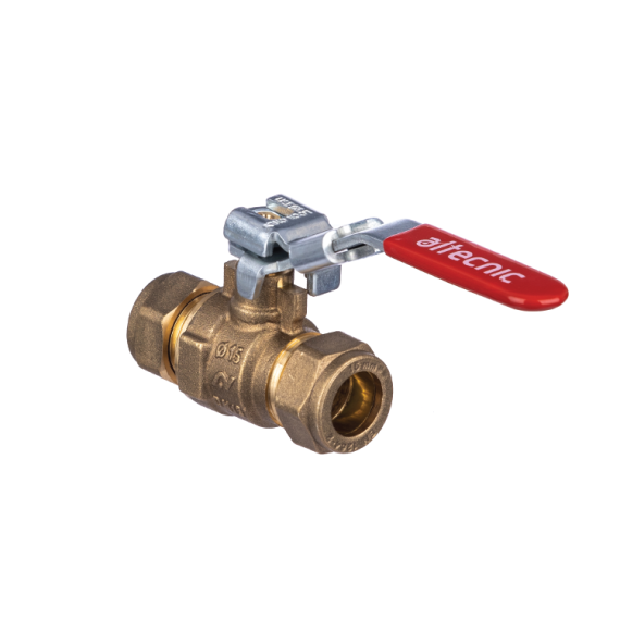 DZR INTABALL® VALVE COMPLETE WITH LOCK - RED LEVER HANDLE