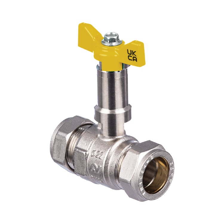 BUTTERFLY BALL VALVES WITH EXTENSION STEM - YELLOW HANDLE