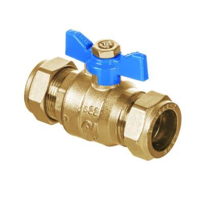DZR INTABALL VALVE - BLUE BUTTERFLY HANDLE