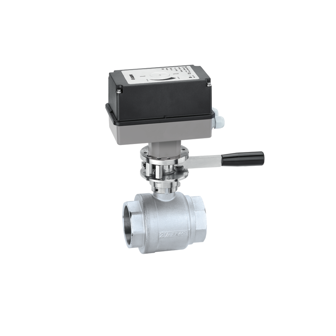 MOTORISED TWO-WAY BALL VALVE WITH MANUAL OPENING