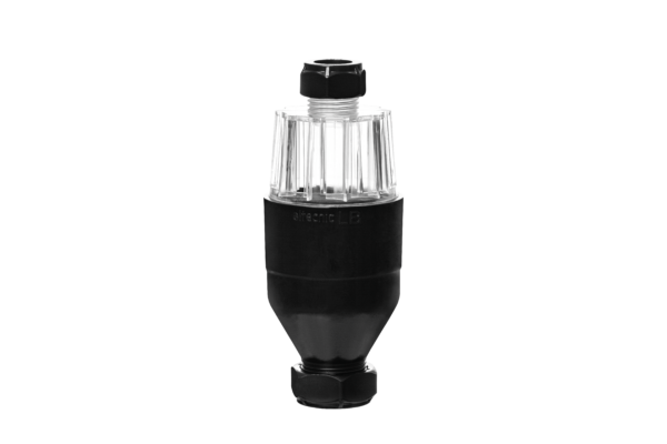 Black tundish with clear lid on clear background